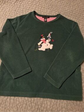 Avalon dark green fleece Christmas crew neck